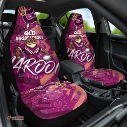 Personalized QLD Rugby League Car Seat Cover Maroons Aboriginal Art