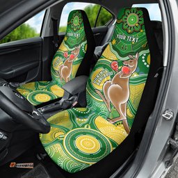 Personalised Australia Boxing Kangaroo Car Seat Cover Aussie Indigenous Art Mix National Color 01