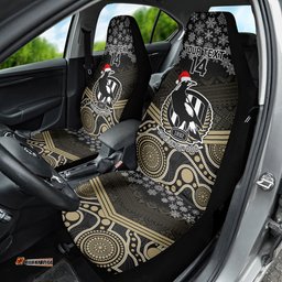 Custom Collingwood Football Christmas Car Seat Cover Merry Xmas Mix Aboriginal Art