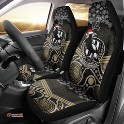 Custom Collingwood Football Christmas Car Seat Cover Merry Xmas Mix Aboriginal Art