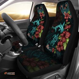 Polynesian Car Seat Covers Turtle And Shark Hibiscus Turquoise