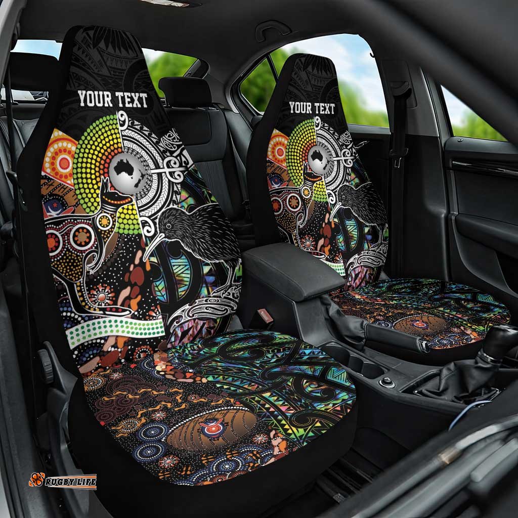 Personalised New Zealand and Australia Car Seat Cover Maori Mix Aboriginal Art Style