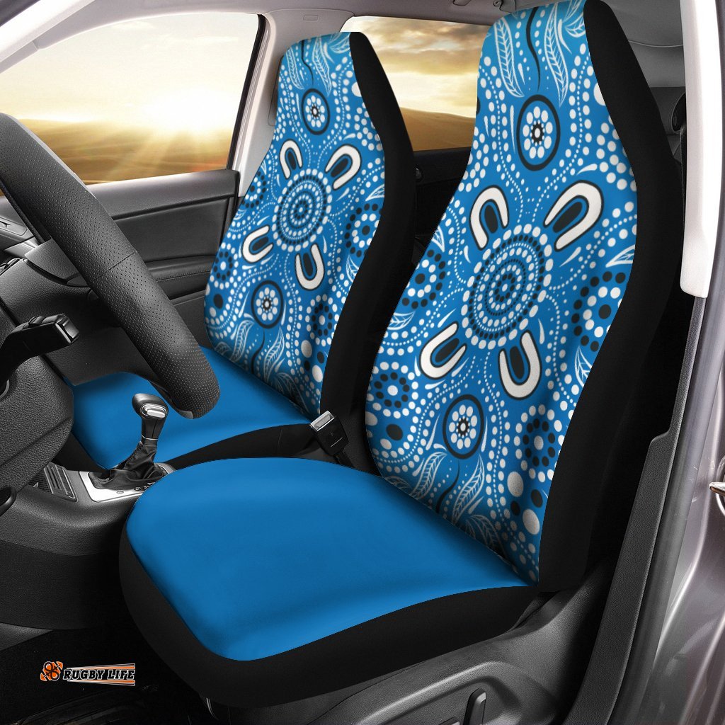 Aboriginal Car Seat Covers Indigenous Circle Dot Painting Blue Color