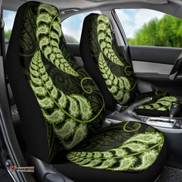 Green New Zealand Paisley Silver Fern Car Seat Cover Aotearoa Maori