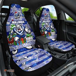 Bulldogs Rugby Merry Christmas Car Seat Cover Indigenous Australian Art