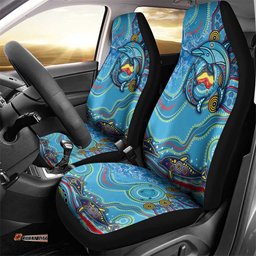 Dolphins Aboriginal Art Map Flag Australia Car Seat Cover