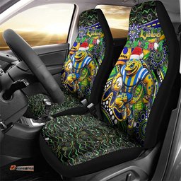 Merry Christmas Eels Car Seat Cover Aboriginal Santa Rugby Mascot Parramatta