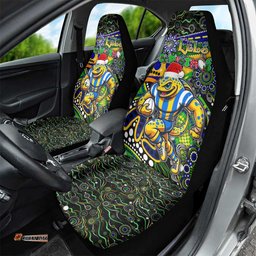 Merry Christmas Eels Car Seat Cover Aboriginal Santa Rugby Mascot Parramatta