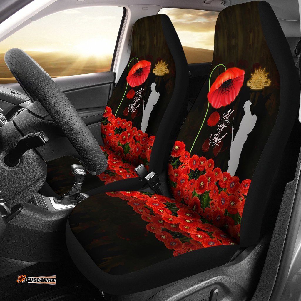 ANZAC Car Seat Covers Remembrance Poppy Flowers