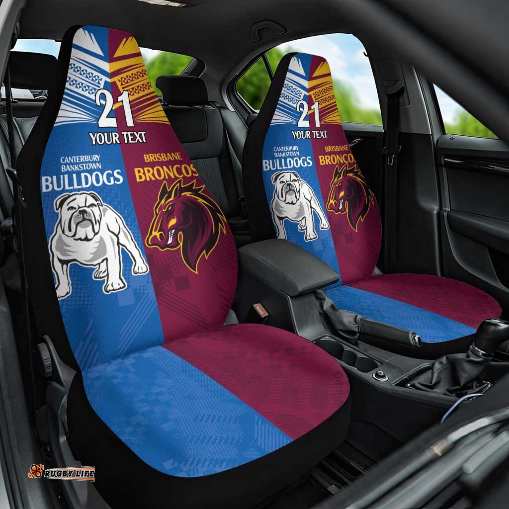 Custom Broncos Bulldogs Car Seat Cover NRL Tribal Half Style