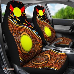 Car Seat Covers Aboriginal Style and Flag, Dot Painting