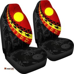 Aboriginal Car Seat Covers, Indigenous Flag Circle Dot Painting