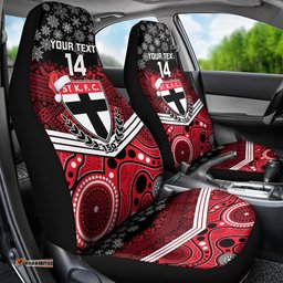 St Kilda Football Christmas Car Seat Cover Merry Xmas Mix Aboriginal Art 08