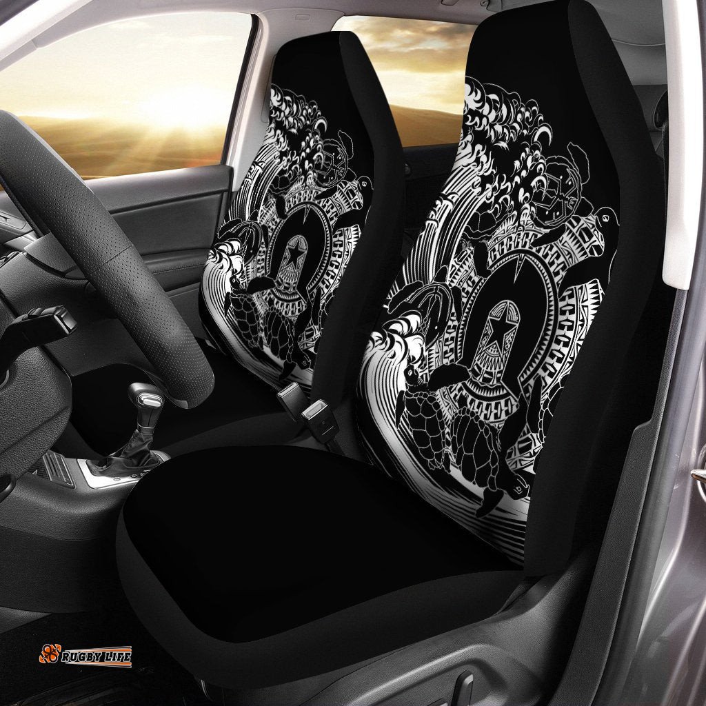 Aboriginal Car Seat Covers, Torres Strait Islands in Wave Black