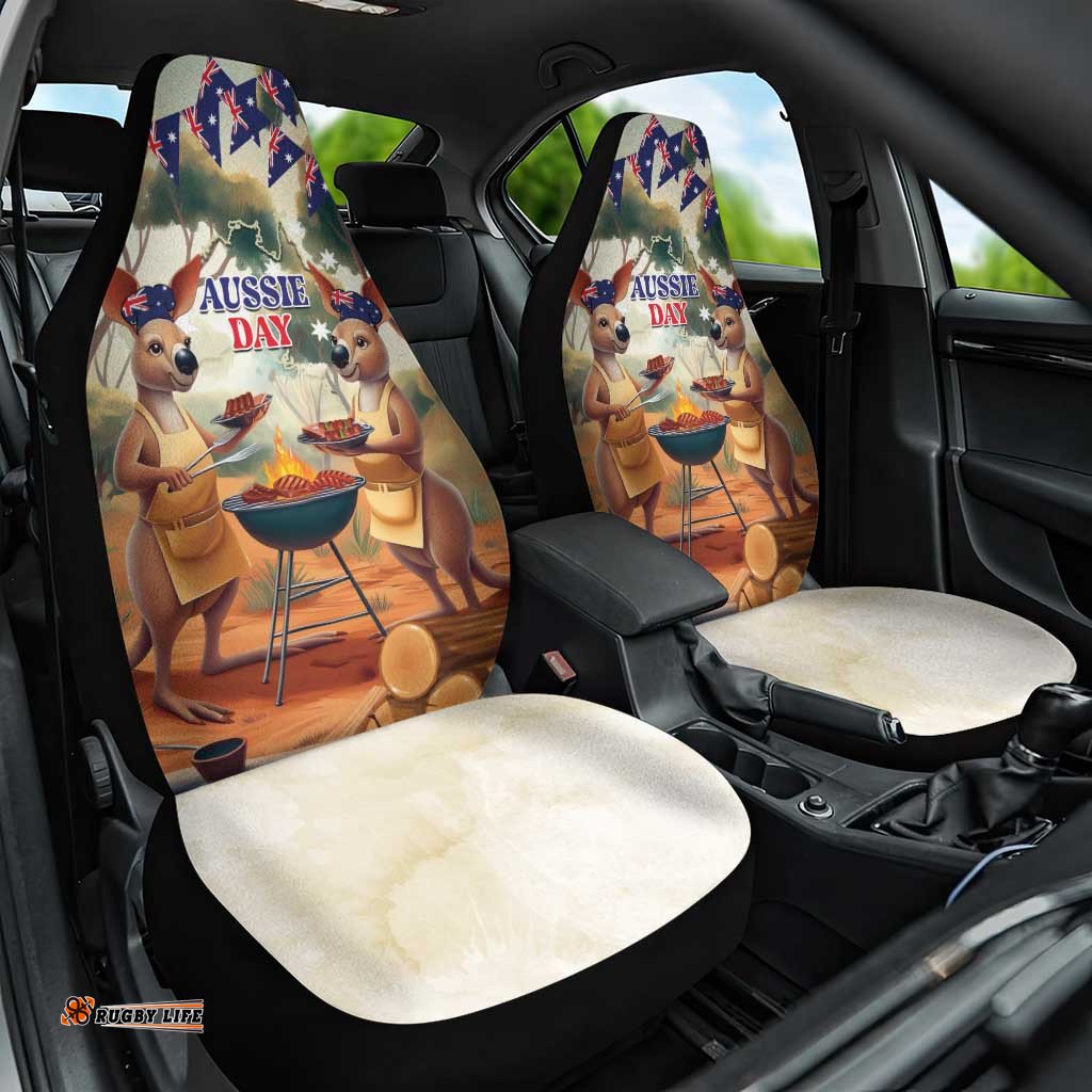 Kangaroos Australia Day Car Seat Cover It's Barbecue Time