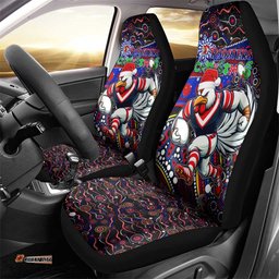 Merry Christmas Sydney Roosters Car Seat Cover Aboriginal Santa Rugby Mascot Tricolours