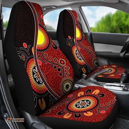 Aboriginal Car Seat Covers - Australia Flag Dot Painting Art