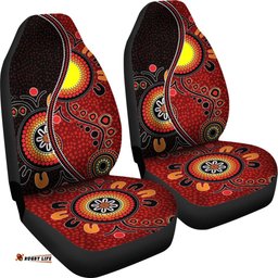 Aboriginal Car Seat Covers - Australia Flag Dot Painting Art