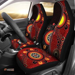 Aboriginal Car Seat Covers - Australia Flag Dot Painting Art
