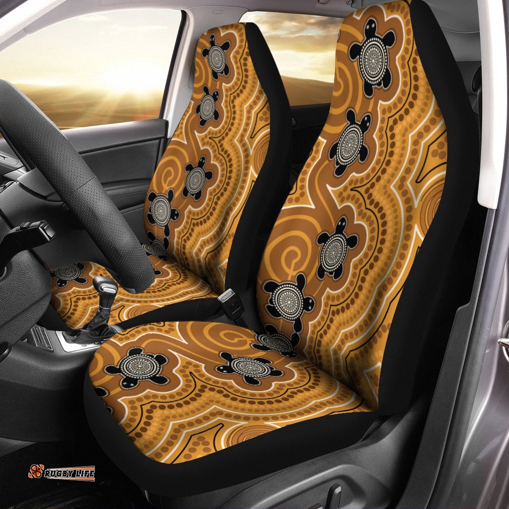 Aboriginal Car Seat Covers Indigenous Turtle Gold Version