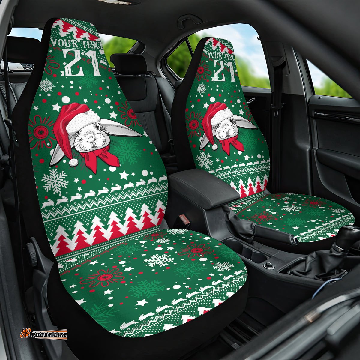 Custom Rabbitohs Rugby Car Seat Cover Glory Glory The South Christmas Vibe Unique