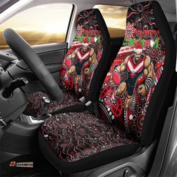 Merry Christmas AFL Bombers Car Seat Cover Aboriginal Santa Football Mascot