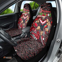 Merry Christmas AFL Bombers Car Seat Cover Aboriginal Santa Football Mascot