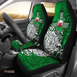 Wales Celtic Car Seat Covers Welsh Dragon Flag with Celtic Cross Green