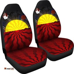 Aboriginal Car Seat Covers, Aboriginal Lives Matter Flag Sun Dot Painting