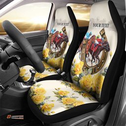 Melbourne Horse Racing Personalised Car Seat Cover Australian Horse With Yellow Roses
