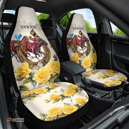 Melbourne Horse Racing Personalised Car Seat Cover Australian Horse With Yellow Roses
