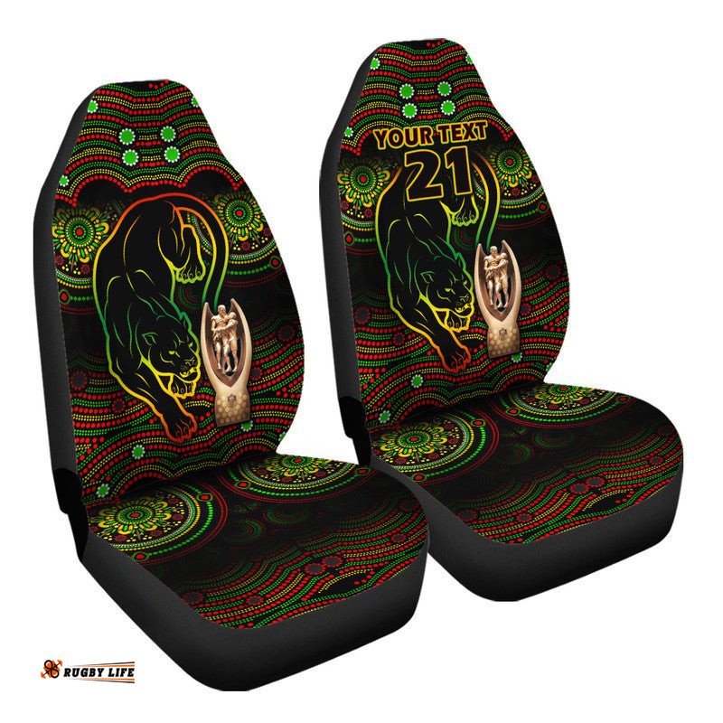Custom Personalised Penrith Panthers Rugby Car Seat Cover Black Crouching Panther Premiers