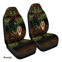 Custom Personalised Penrith Panthers Rugby Car Seat Cover Black Crouching Panther Premiers