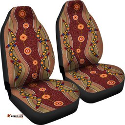 Aboriginal Car Seat Cover, Boomerang Dot Painting Circle Patterns