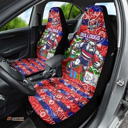 Bulldogs Football Merry Christmas Car Seat Cover Indigenous Australian Art