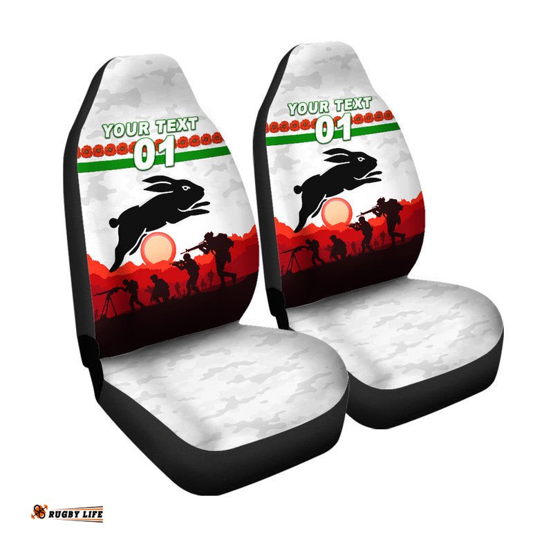 Custom Personalised South Sydney Rabbitohs ANZAC Car Seat Cover Simple Style White
