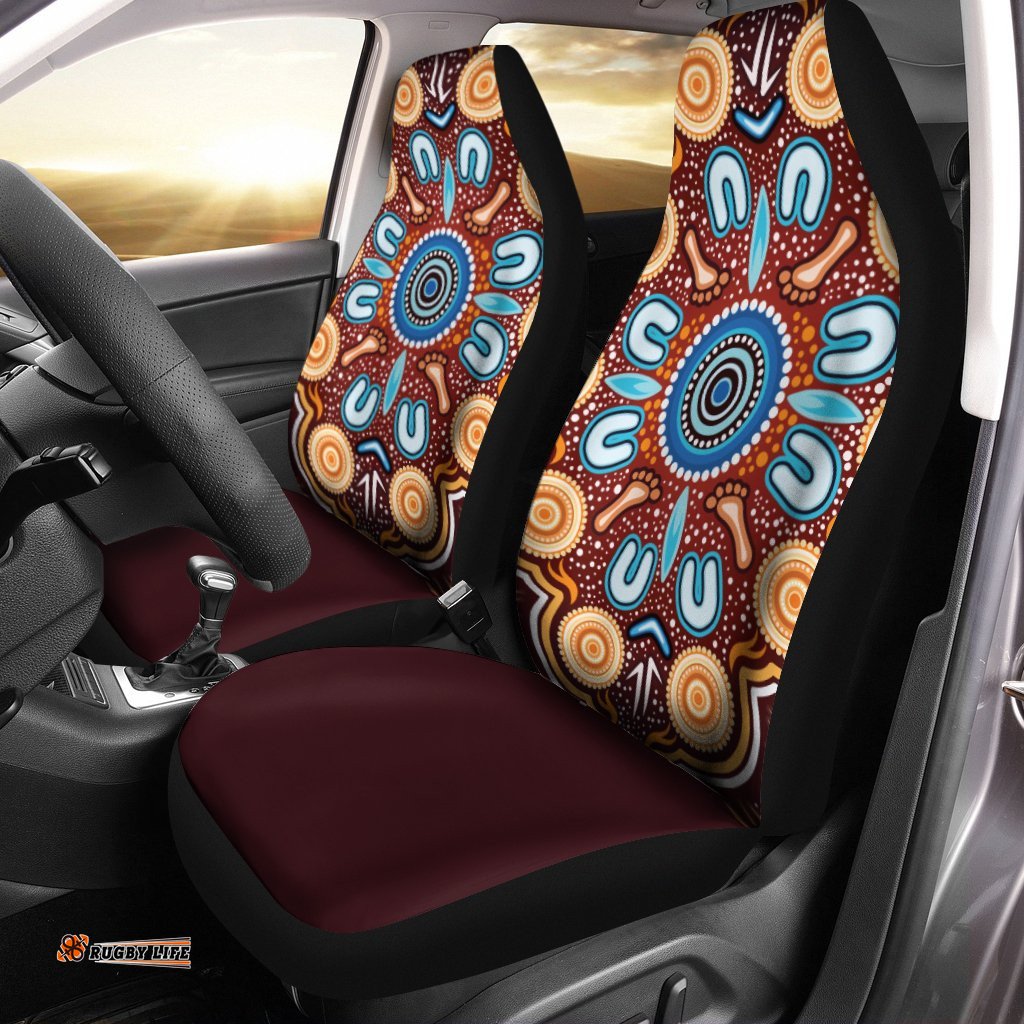 Aboriginal Car Seat Covers Indigenous Circle Dot Painting Ver02