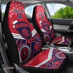 Custom Melbourne Football Christmas Car Seat Cover Merry Xmas Mix Aboriginal Art