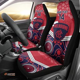 Custom Melbourne Football Christmas Car Seat Cover Merry Xmas Mix Aboriginal Art