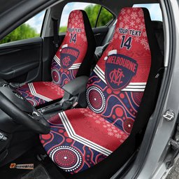 Custom Melbourne Football Christmas Car Seat Cover Merry Xmas Mix Aboriginal Art