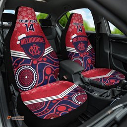 Custom Melbourne Football Christmas Car Seat Cover Merry Xmas Mix Aboriginal Art