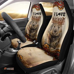 I Love Wombat Car Seat Cover Australian Aboriginal Art