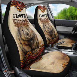 I Love Wombat Car Seat Cover Australian Aboriginal Art