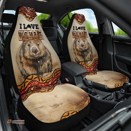 I Love Wombat Car Seat Cover Australian Aboriginal Art
