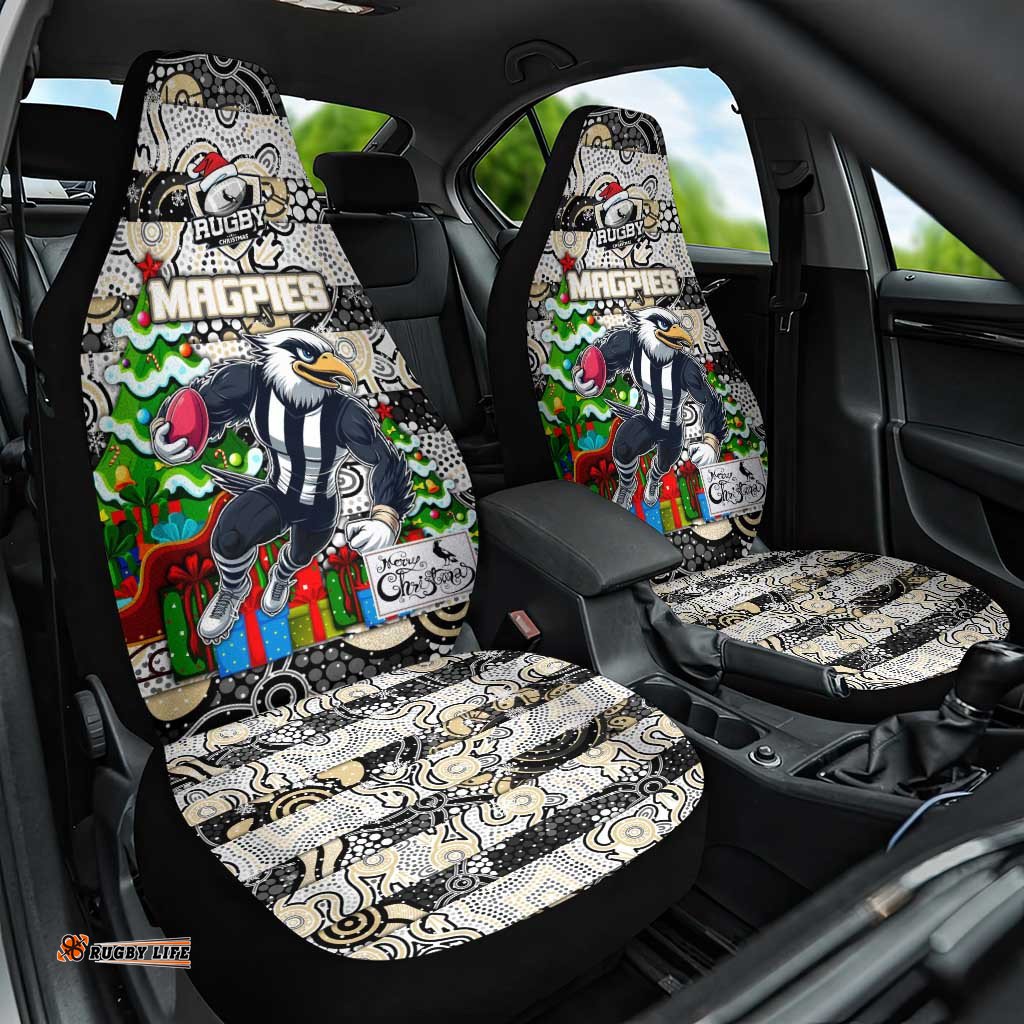 Magpies Football Merry Christmas Car Seat Cover Indigenous Australian Art