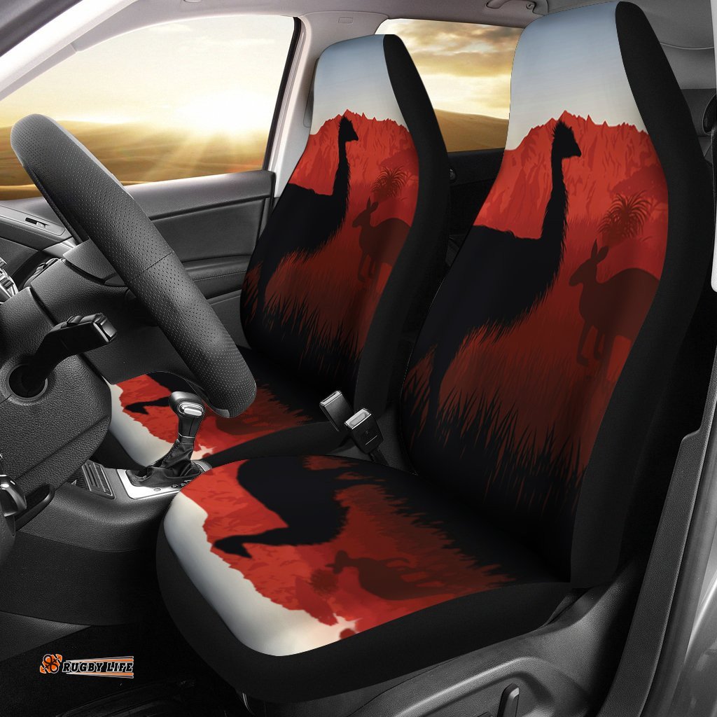 Car Seat Covers Australian Nature with Emu and Kangaroo