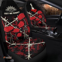 ANZAC Car Seat Covers ANZAC with Remembrance Poppy Flower Ver2
