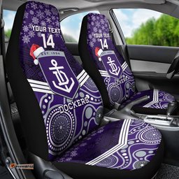 Custom Dockers Football Christmas Car Seat Cover Merry Xmas Mix Aboriginal Art 01