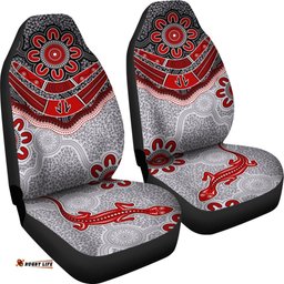 Aboriginal Car Seat Covers Indigenous Boomerang and Lizard Art