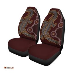 Aboriginal Car Seat Covers Indigenous Crocodile Brown Color